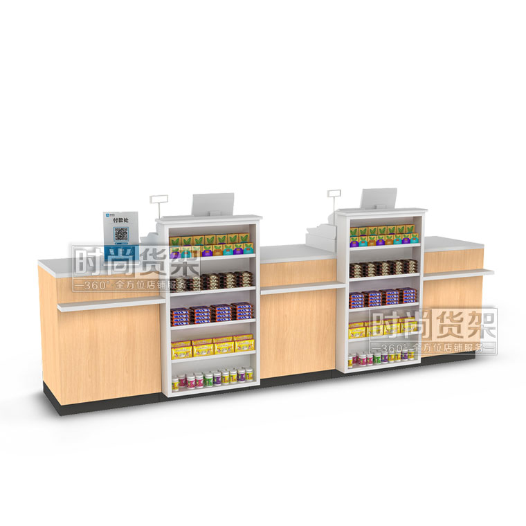 母嬰店組合式收銀臺（紅櫻桃木紋）