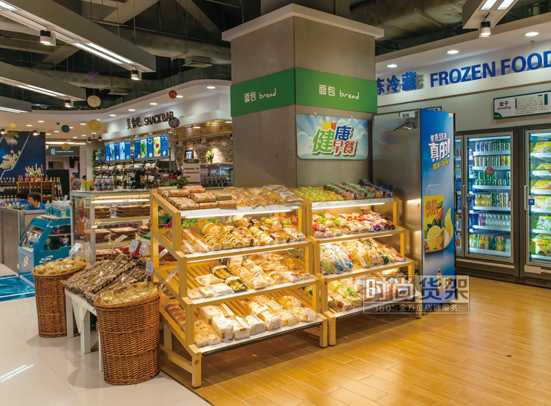 超市貨架_靠墻面包貨架