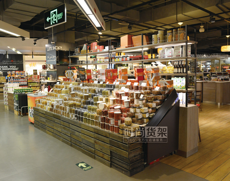 超市貨架_高檔木質(zhì)食品貨架